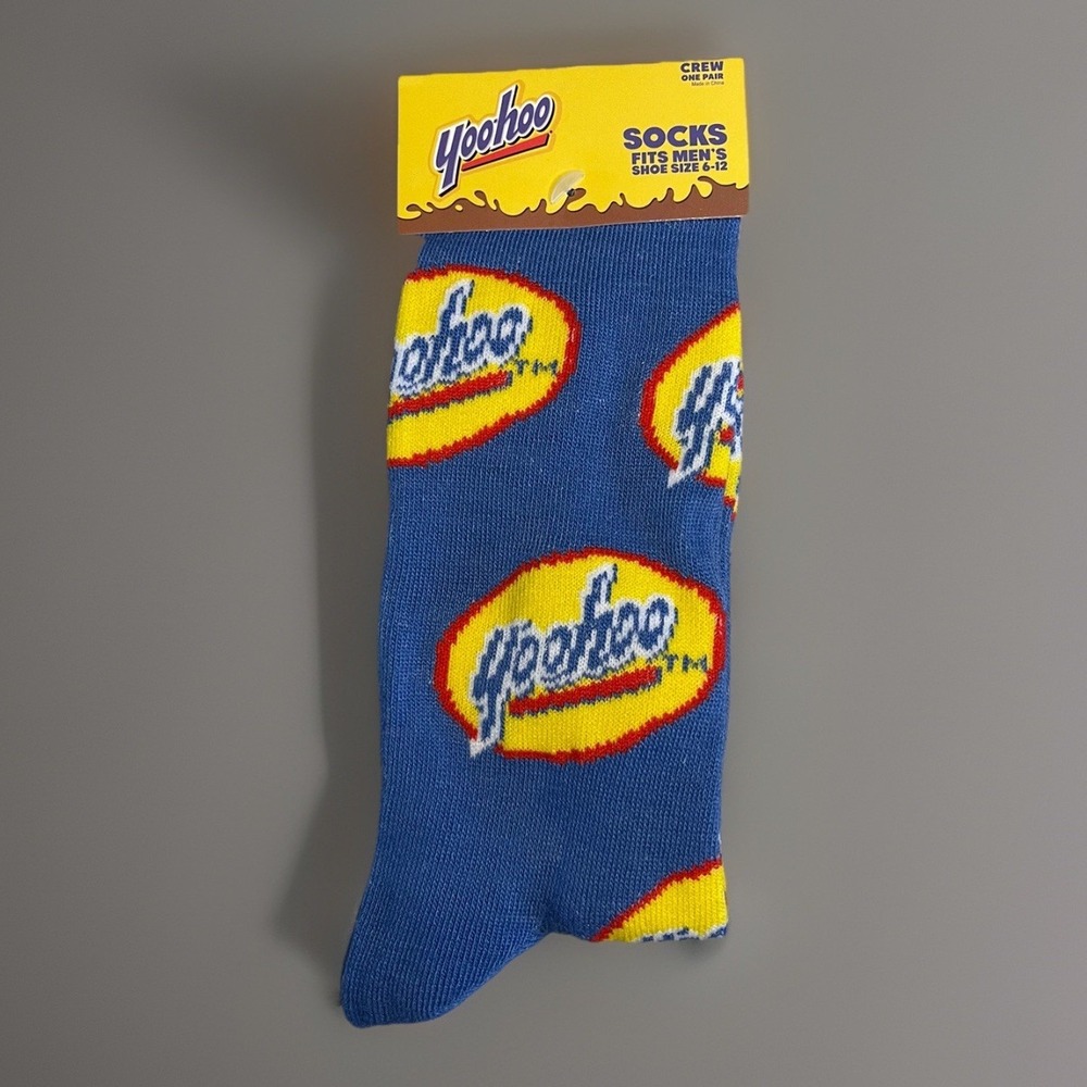 YooHoo Novelty Socks Sz Mens 6-12 One Pair Stocking Stuffer Retro New